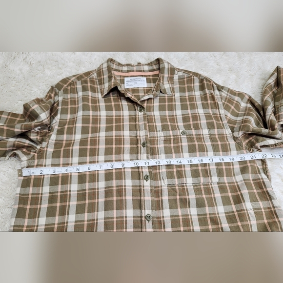 REI Co-Op Northwoods Button-up Shirt Tan Green Pink Sz Large Plaid 100% Cotton - Picture 5 of 11